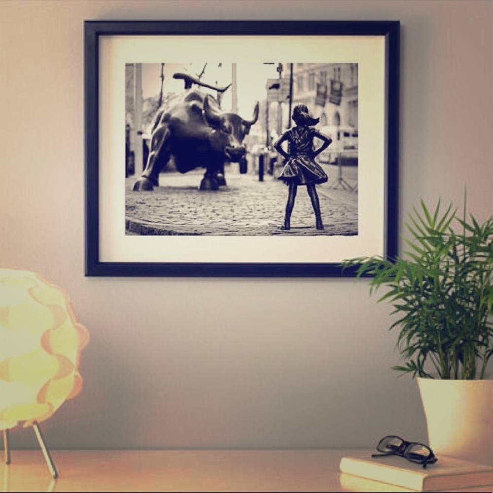 Fearless girl wall art decor framed 14x18 inch